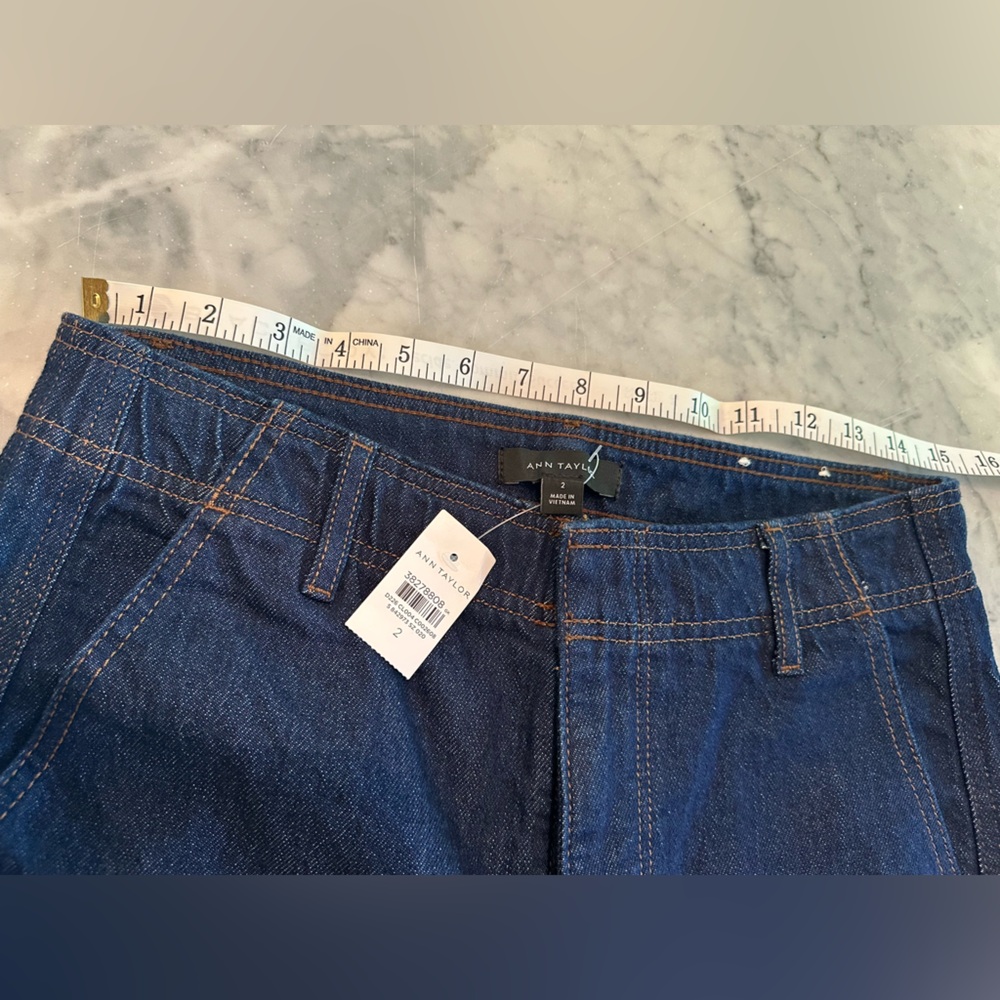 NWT Ann Taylor The Seamed Wide-Leg Trouser Jean Classic Rinse Dark Blue - Picture 10 of 10
